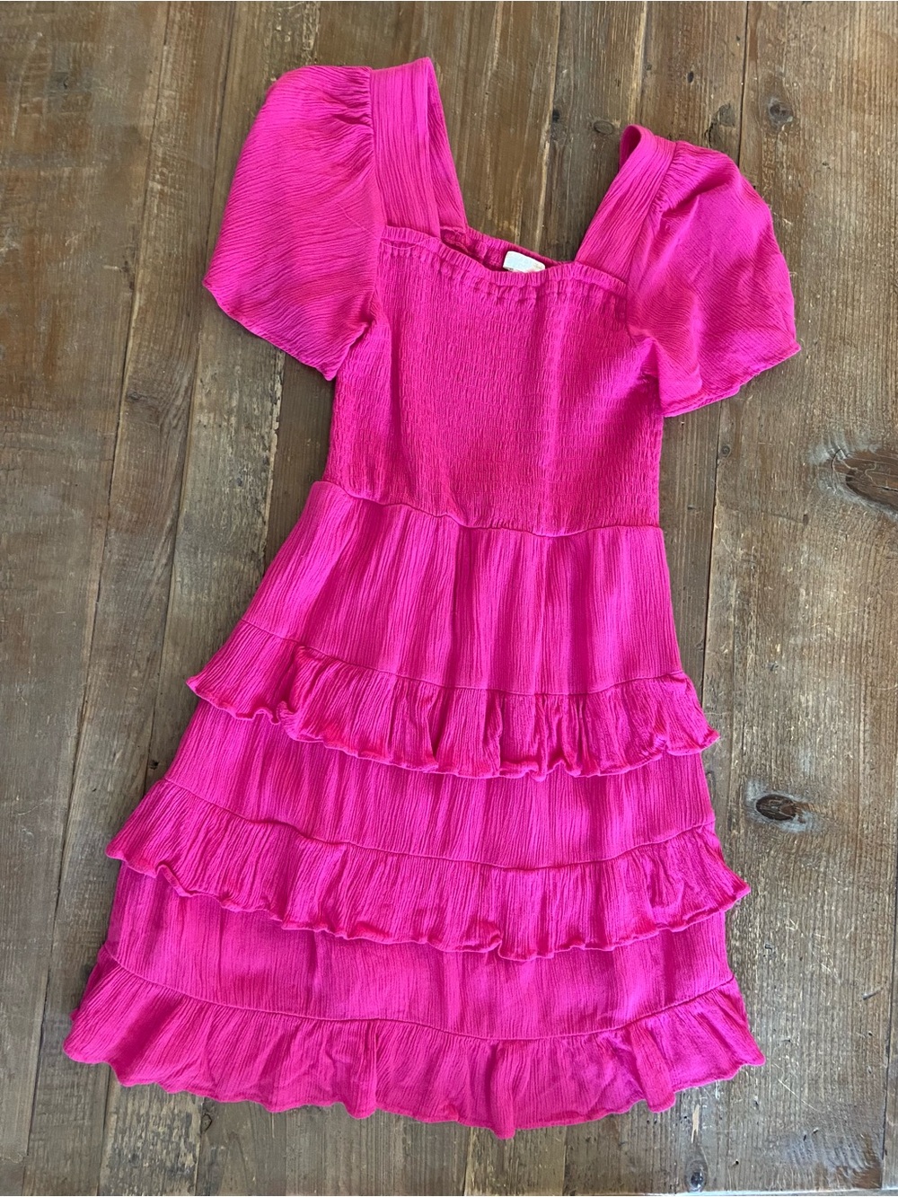 Chelsea & Violet Girls' Hot Pink Ruffle Tiered‎ Dress Medium 10/12